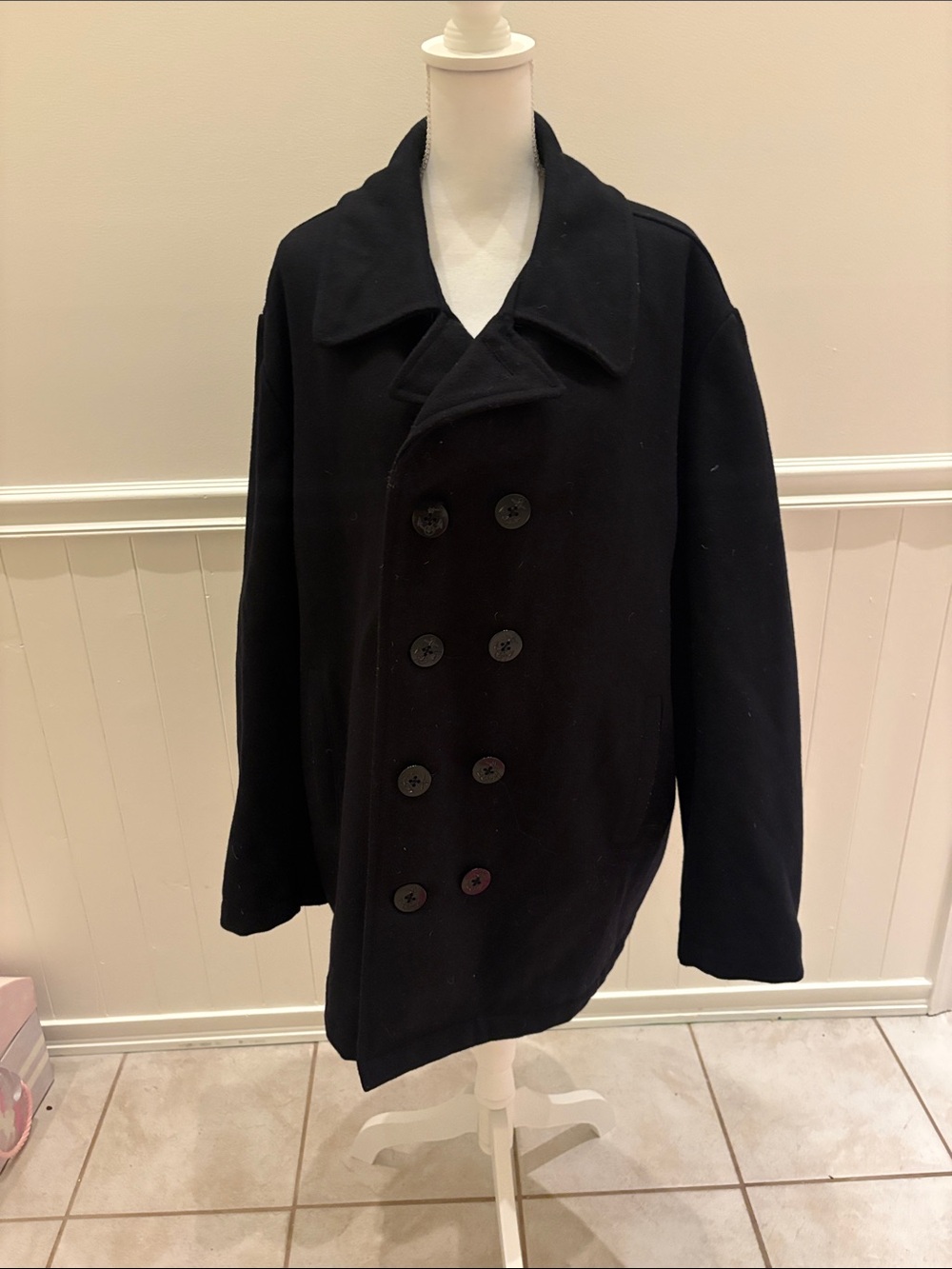 Old Navy Black Double-Breasted Peacoat